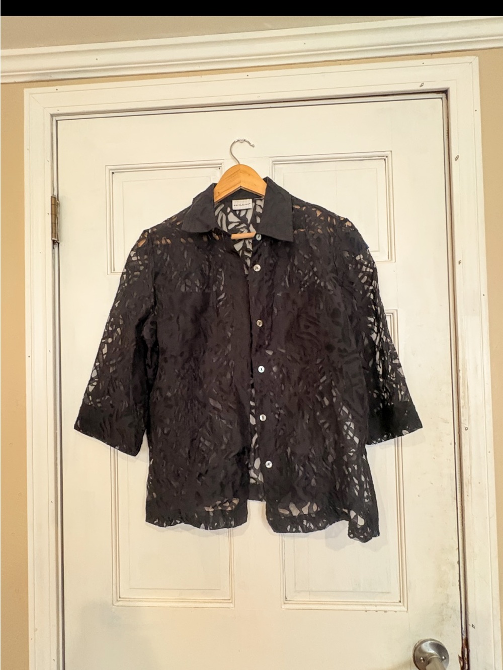 Women's Black Lace Button-Up